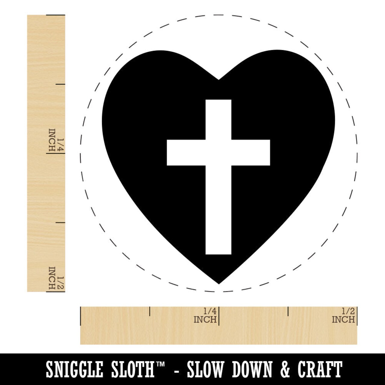 Cross in Heart Christian Rubber Stamp for Stamping Crafting Planners